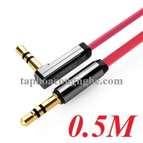 Ugreen 10797 0.5M Đỏ Cáp âm thanh 2 đầu 3.5mm dương chữ L dây dẹt AV119 30010797